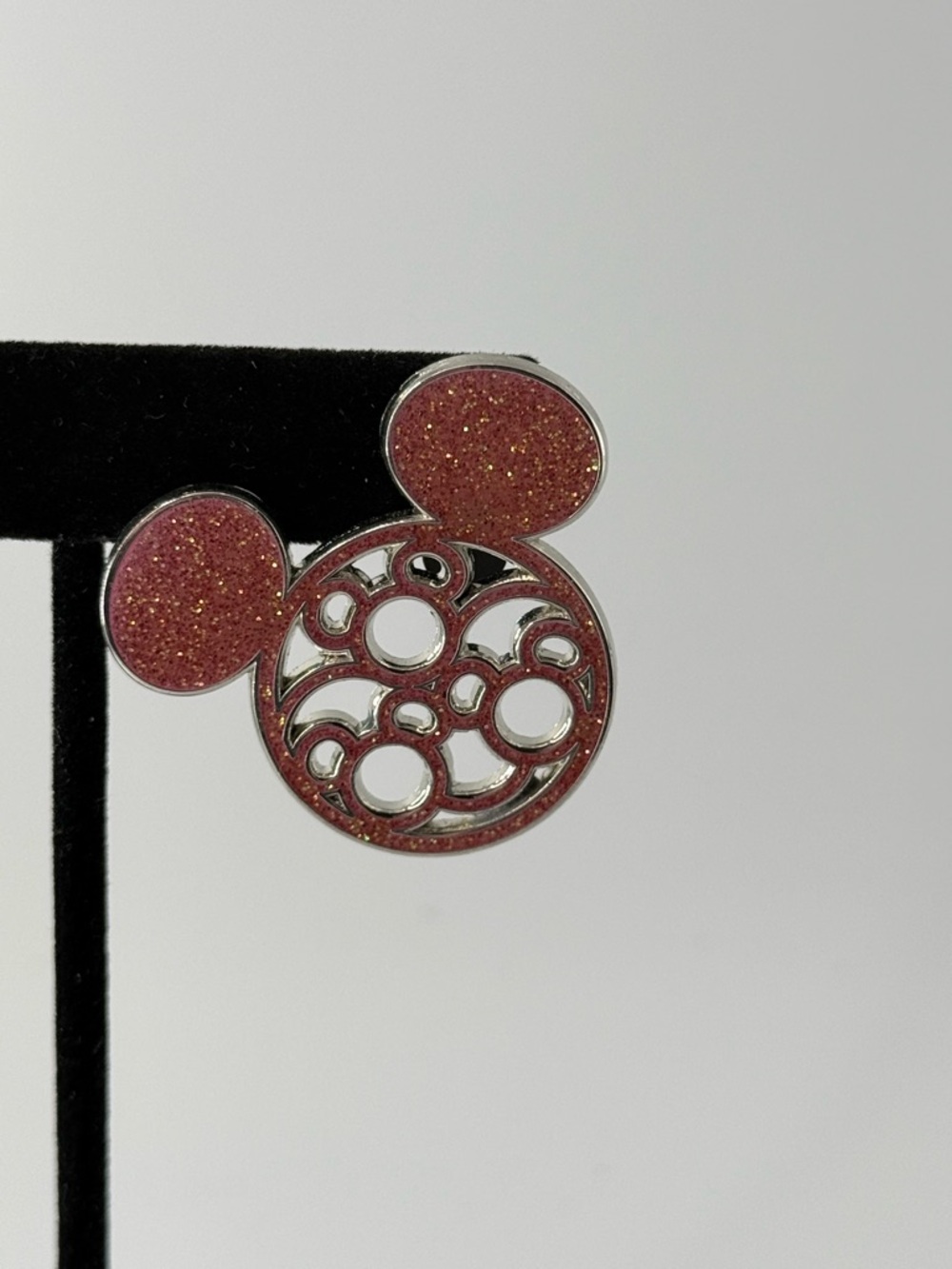Pink Glitter Mickey Mouse Earring Stud